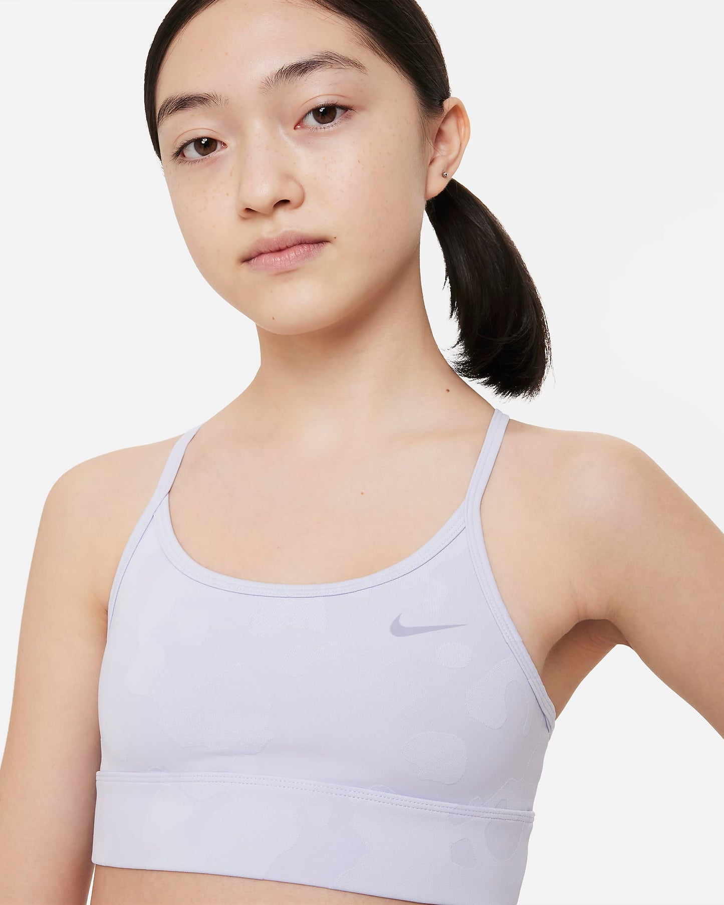 Nike Dri-FIT Indy Older Girls' Sports Bra | Oxygen Purple