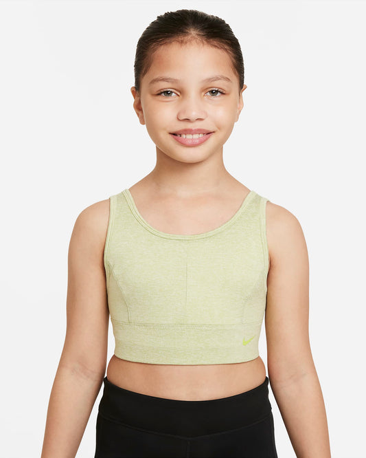 Nike Dri-FIT Swoosh Luxe Older Girls' Sports Bra | Olive Aura