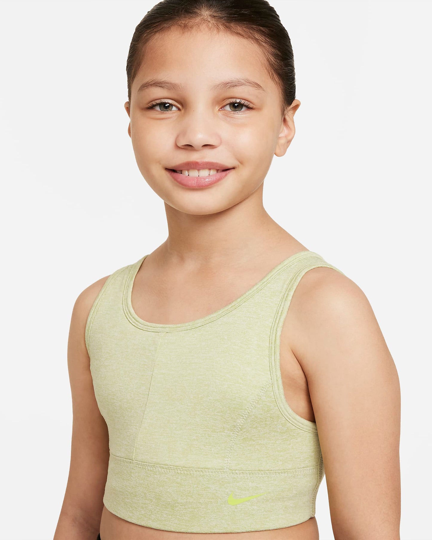 Nike Dri-FIT Swoosh Luxe Older Girls' Sports Bra | Olive Aura