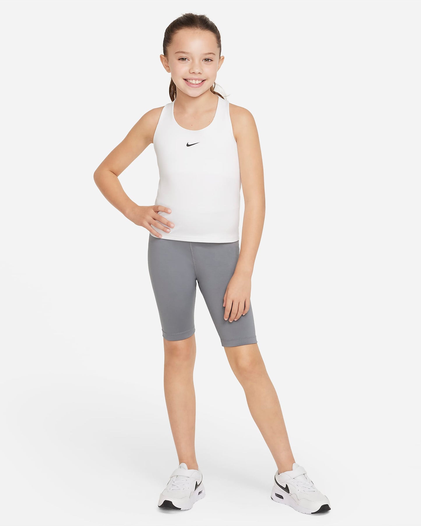 Nike Dri-FIT Swoosh Older Girls' Tank Sports Bra | White