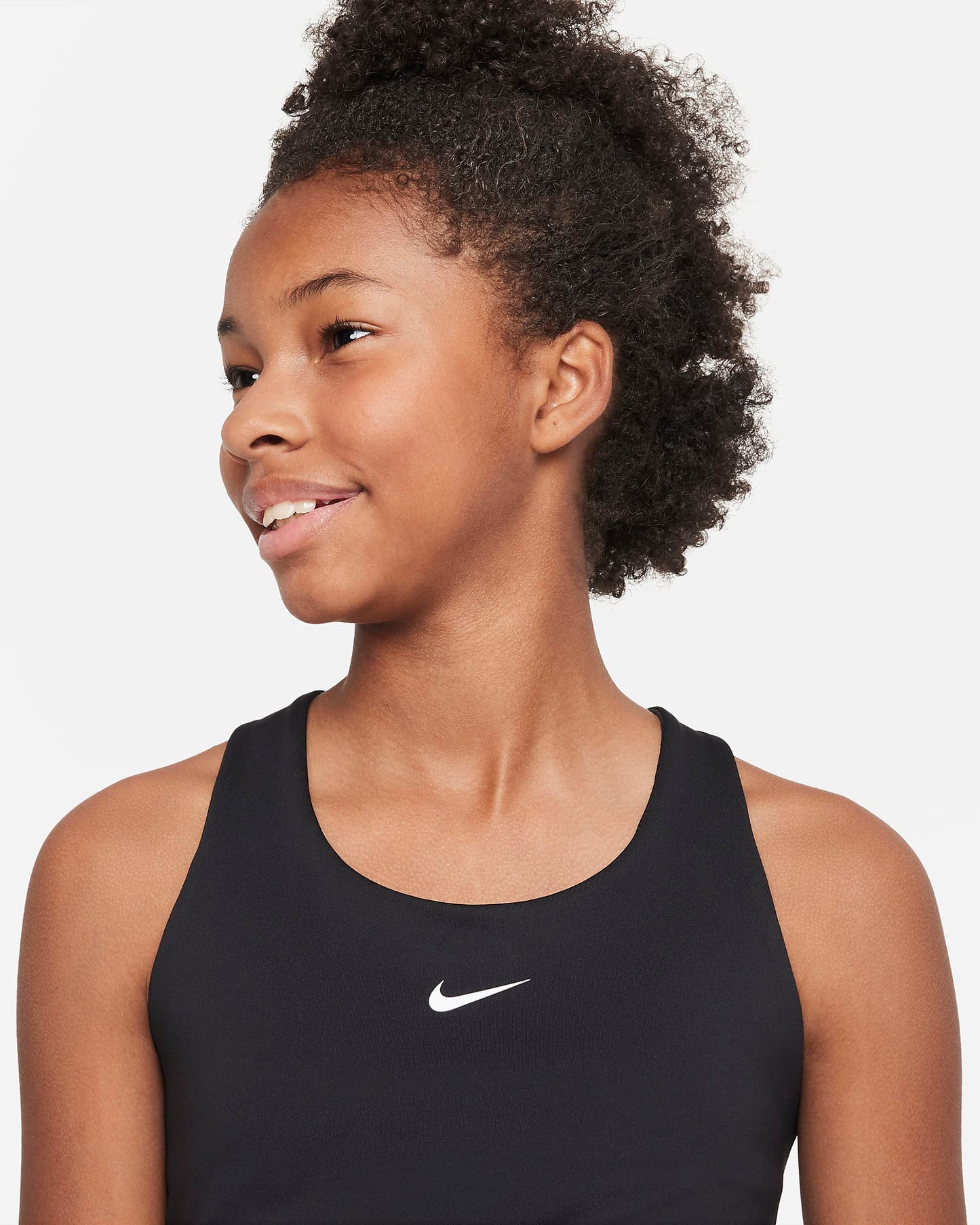 Nike Dri-FIT Swoosh Older Girls' Tank Sports Bra | Black