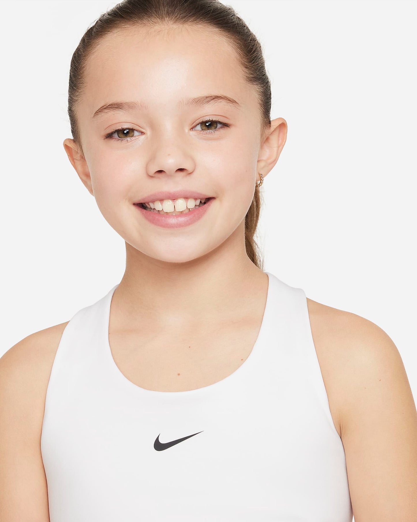 Nike Dri-FIT Swoosh Older Girls' Tank Sports Bra | White