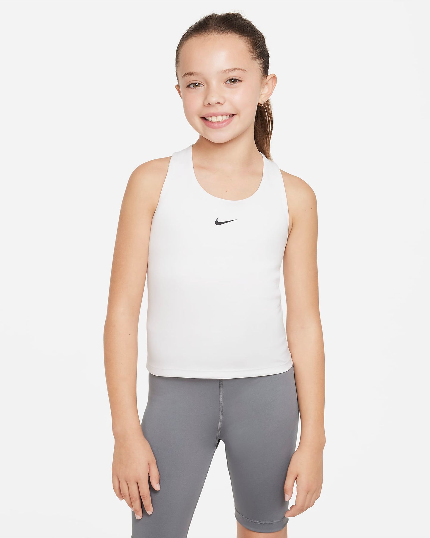 Nike Dri-FIT Swoosh Older Girls' Tank Sports Bra | White