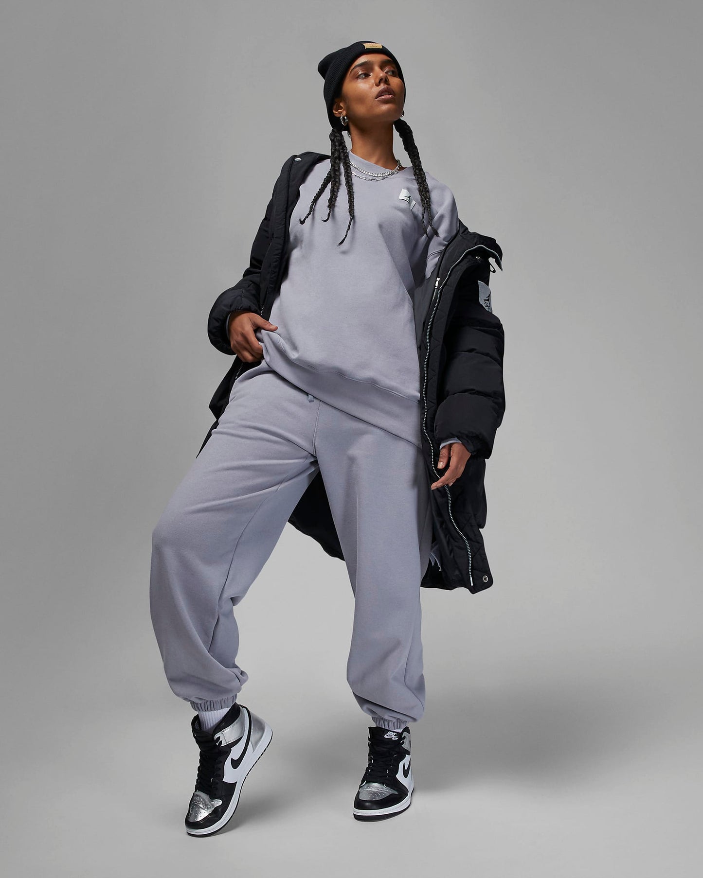 Jordan Flight Women's Fleece Crew | Cement Grey