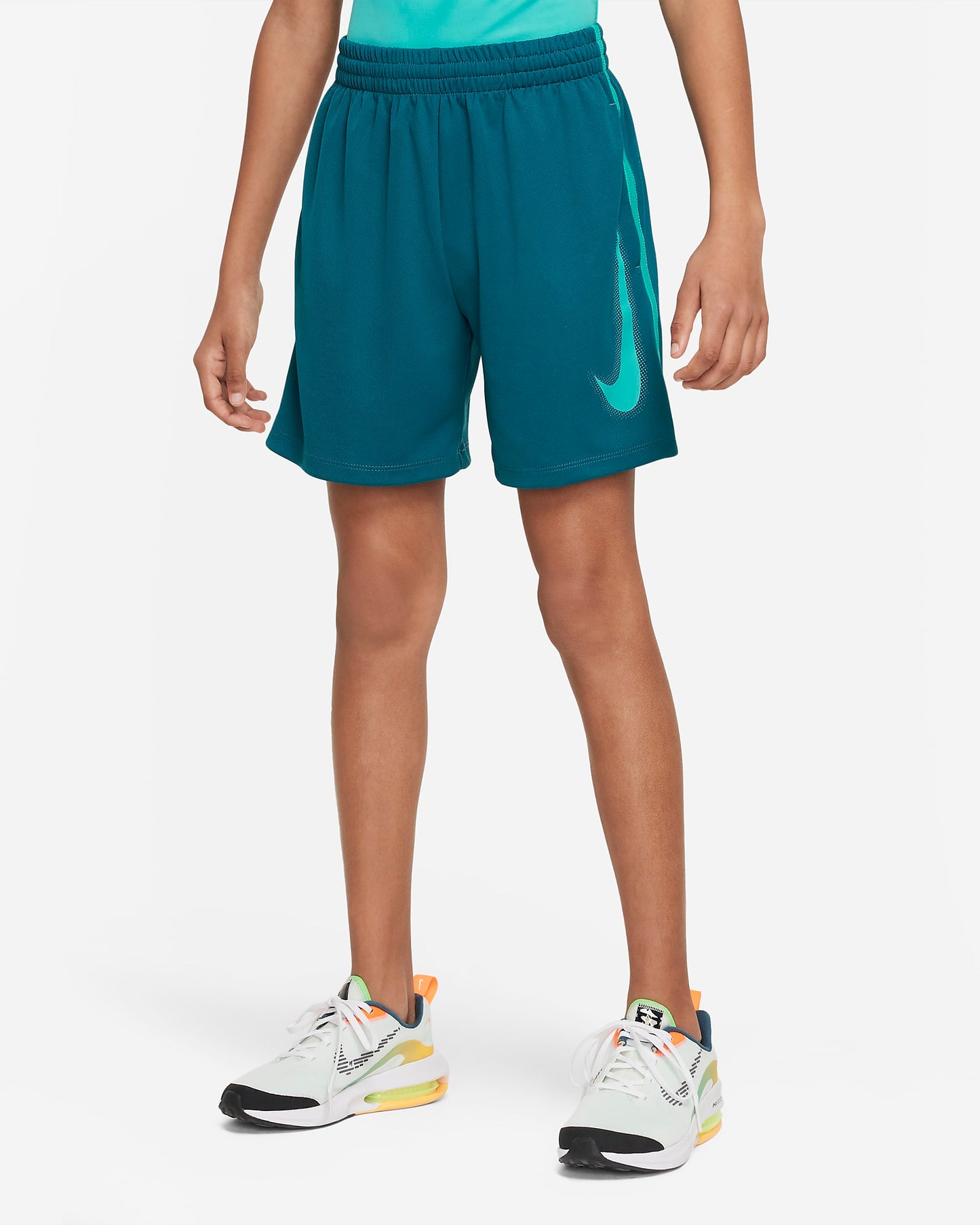 Nike Multi Older Boys' Dri-FIT Graphic Training Shorts | Geode Teal