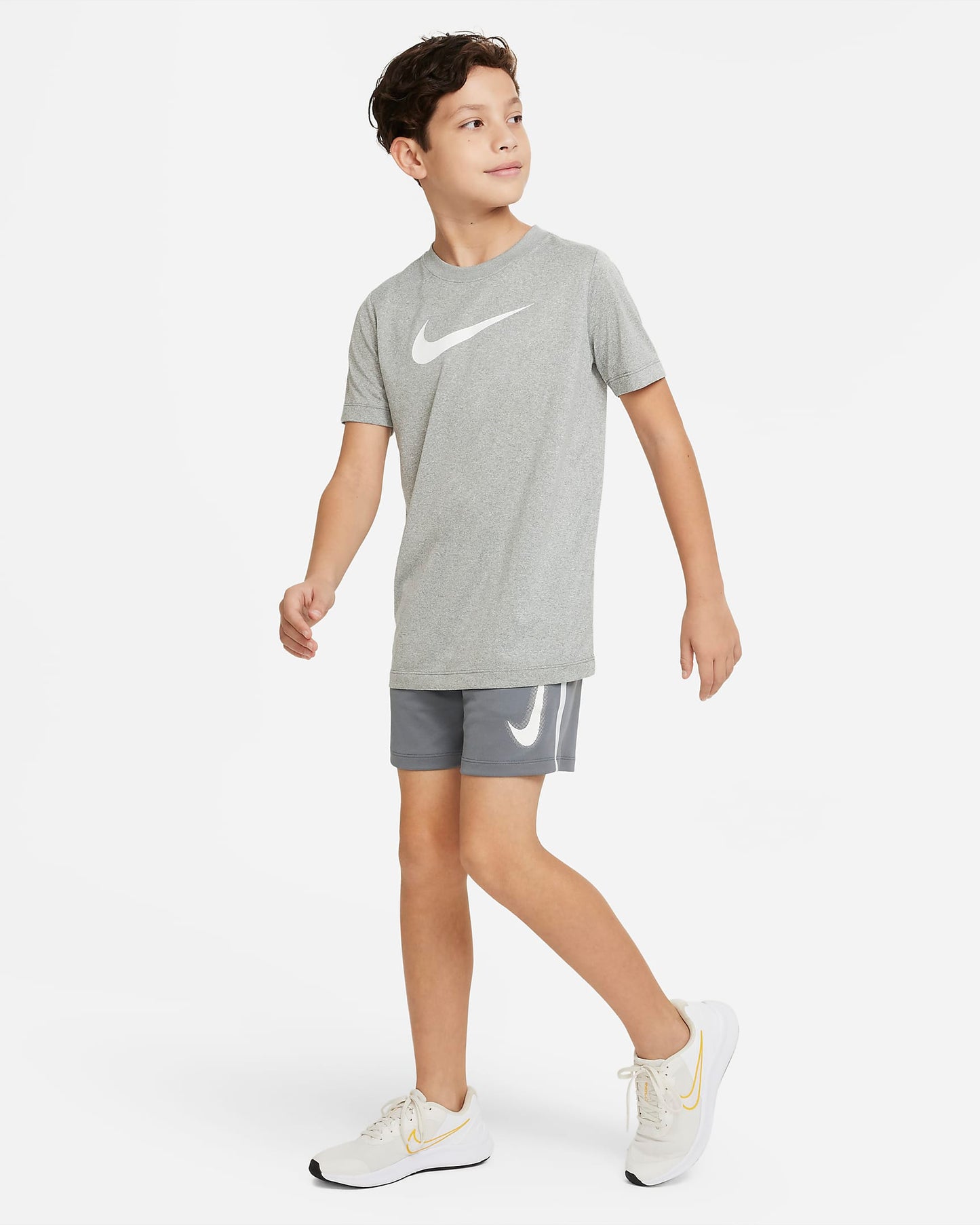 Nike Multi Older Boys' Dri-FIT Graphic Training Shorts | Smoke Grey