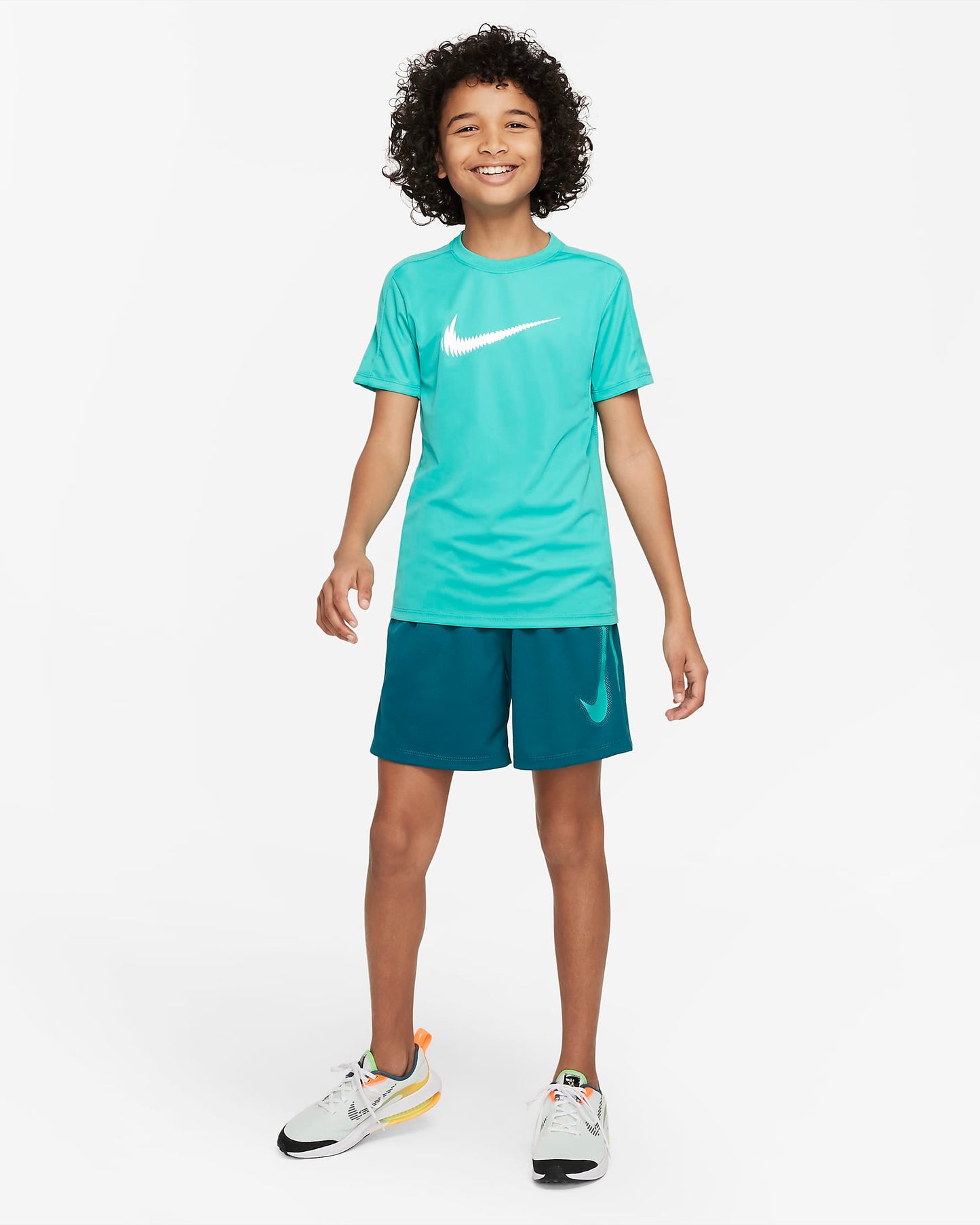 Nike Multi Older Boys' Dri-FIT Graphic Training Shorts | Geode Teal