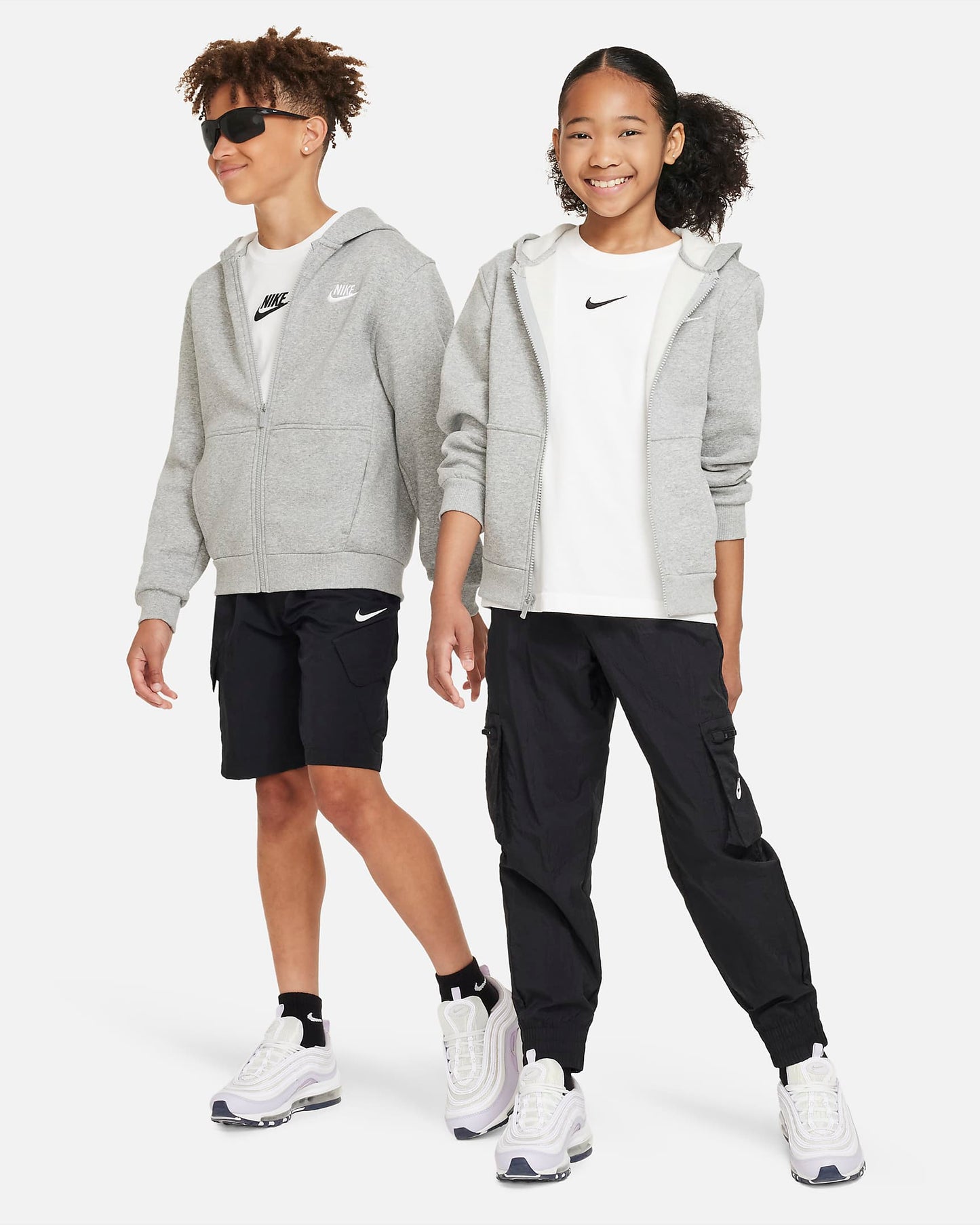 Nike Sportswear Club Fleece Older Kids' Full-Zip Hoodie | Dark Grey Heather