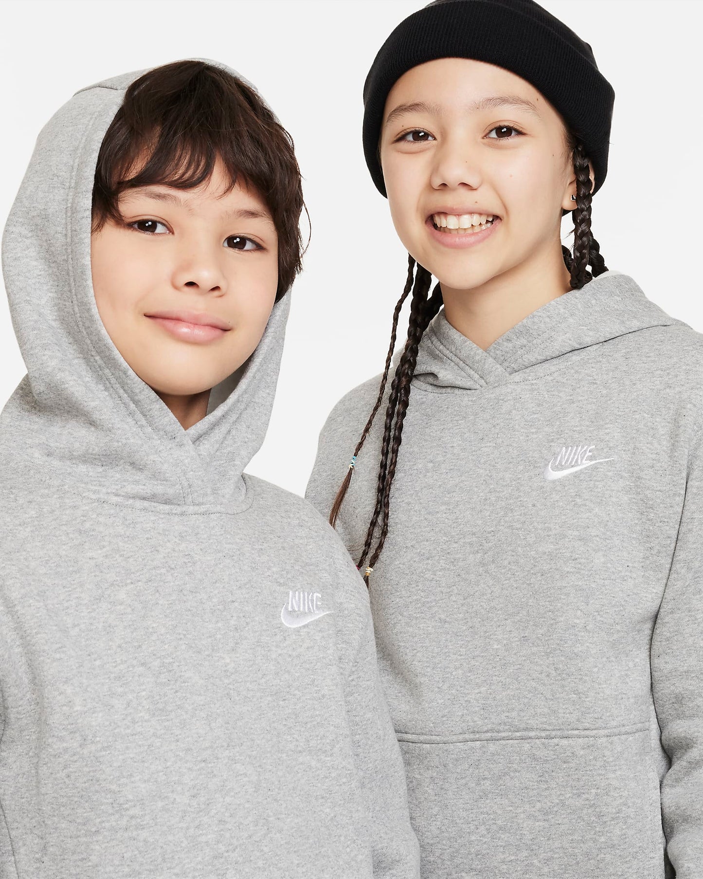 Nike Sportswear Club Fleece Older Kids' Pullover Hoodie | Dark Grey Heather