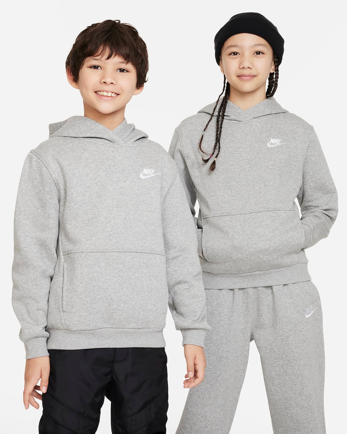 Nike Sportswear Club Fleece Older Kids' Pullover Hoodie | Dark Grey Heather