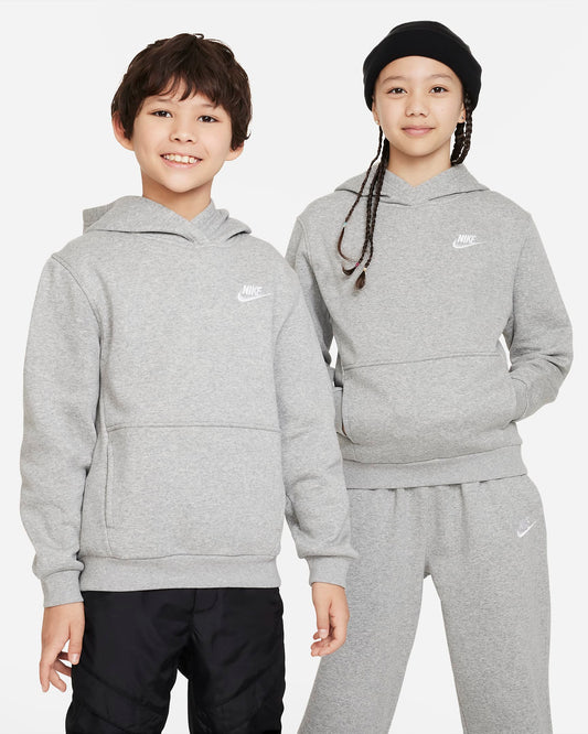 Nike Sportswear Club Fleece Older Kids' Pullover Hoodie | Dark Grey Heather