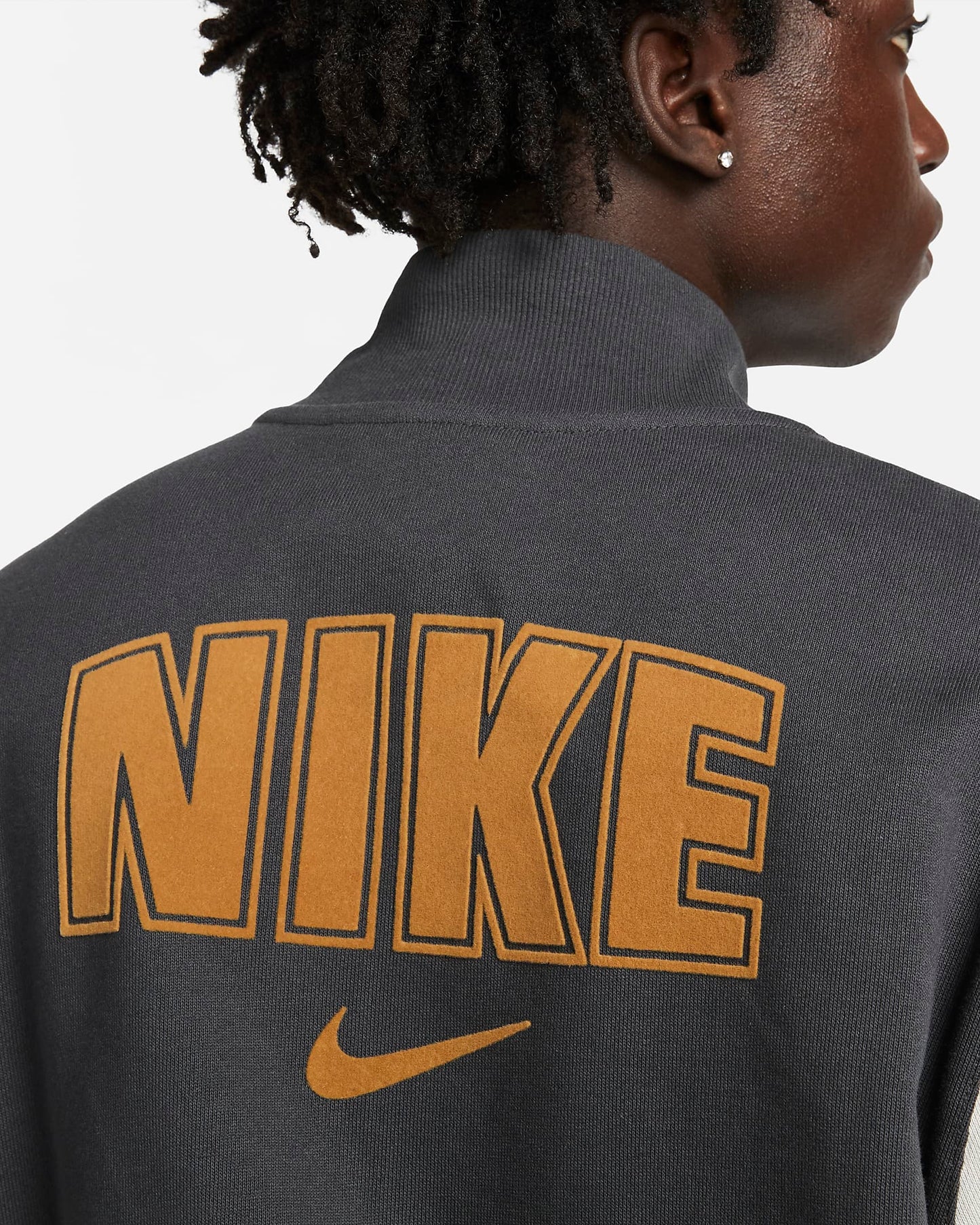 Nike Sportswear Men's Fleece Varsity Jacket | Dark Smoke Grey