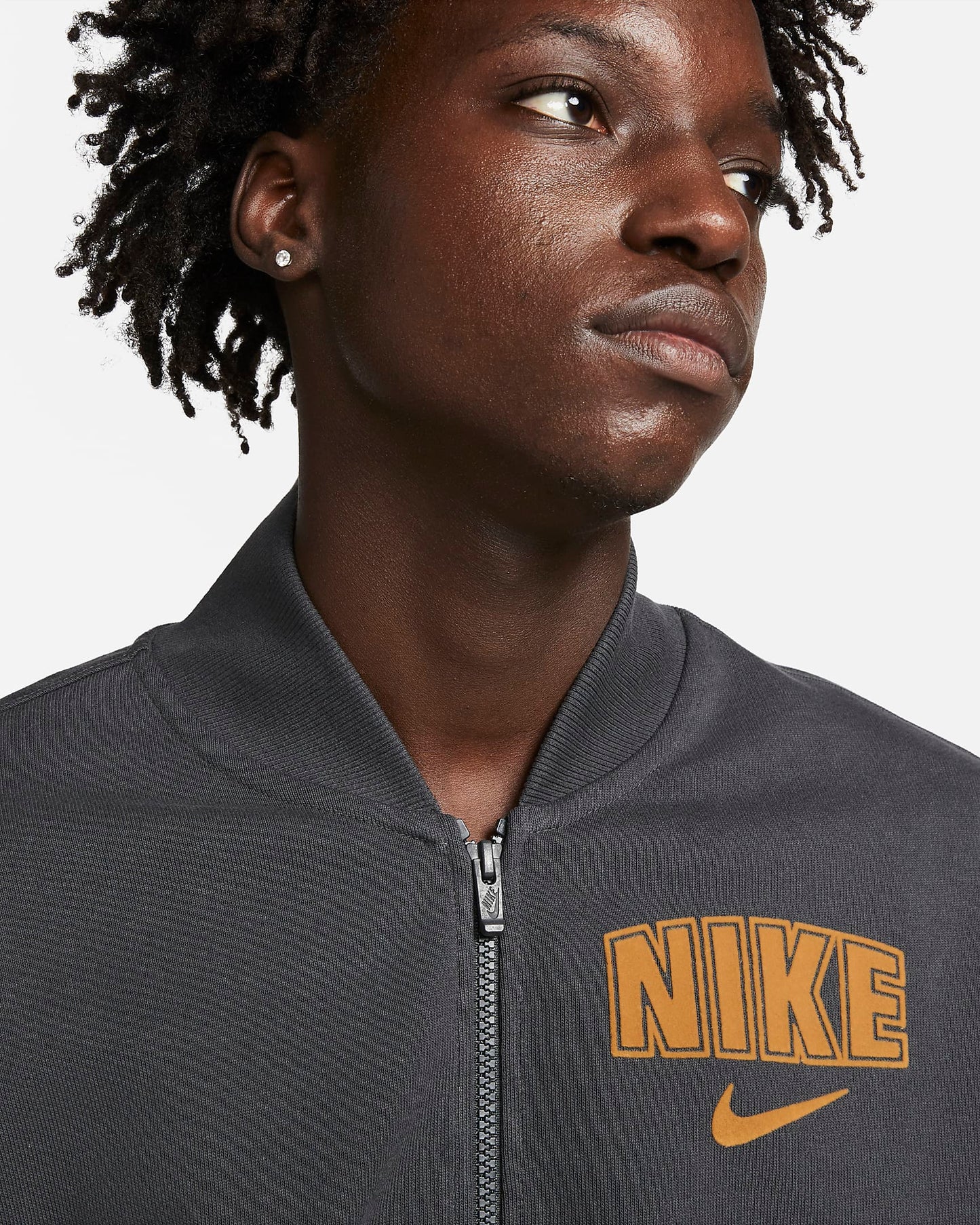 Nike Sportswear Men's Fleece Varsity Jacket | Dark Smoke Grey