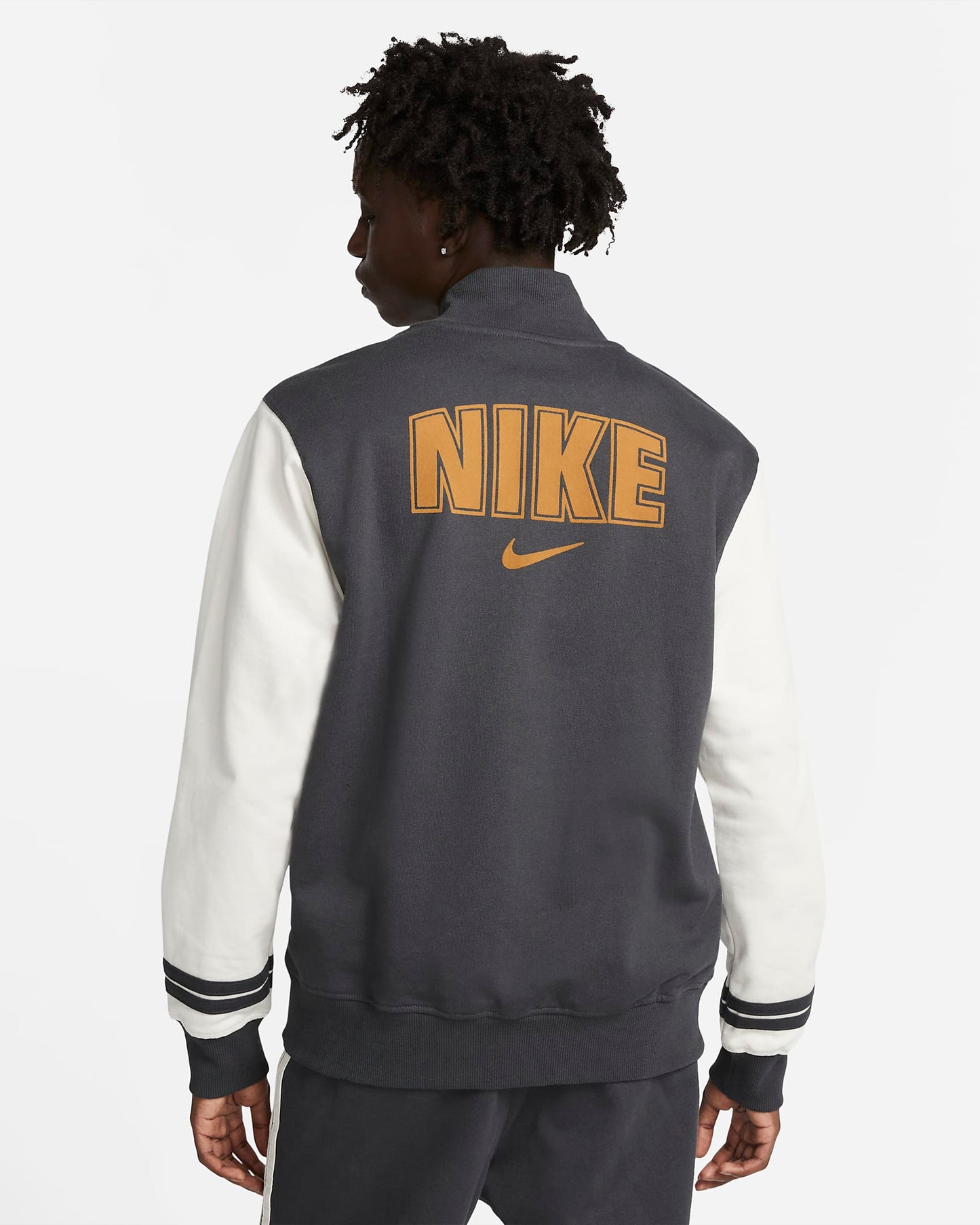 Nike Sportswear Men's Fleece Varsity Jacket | Dark Smoke Grey