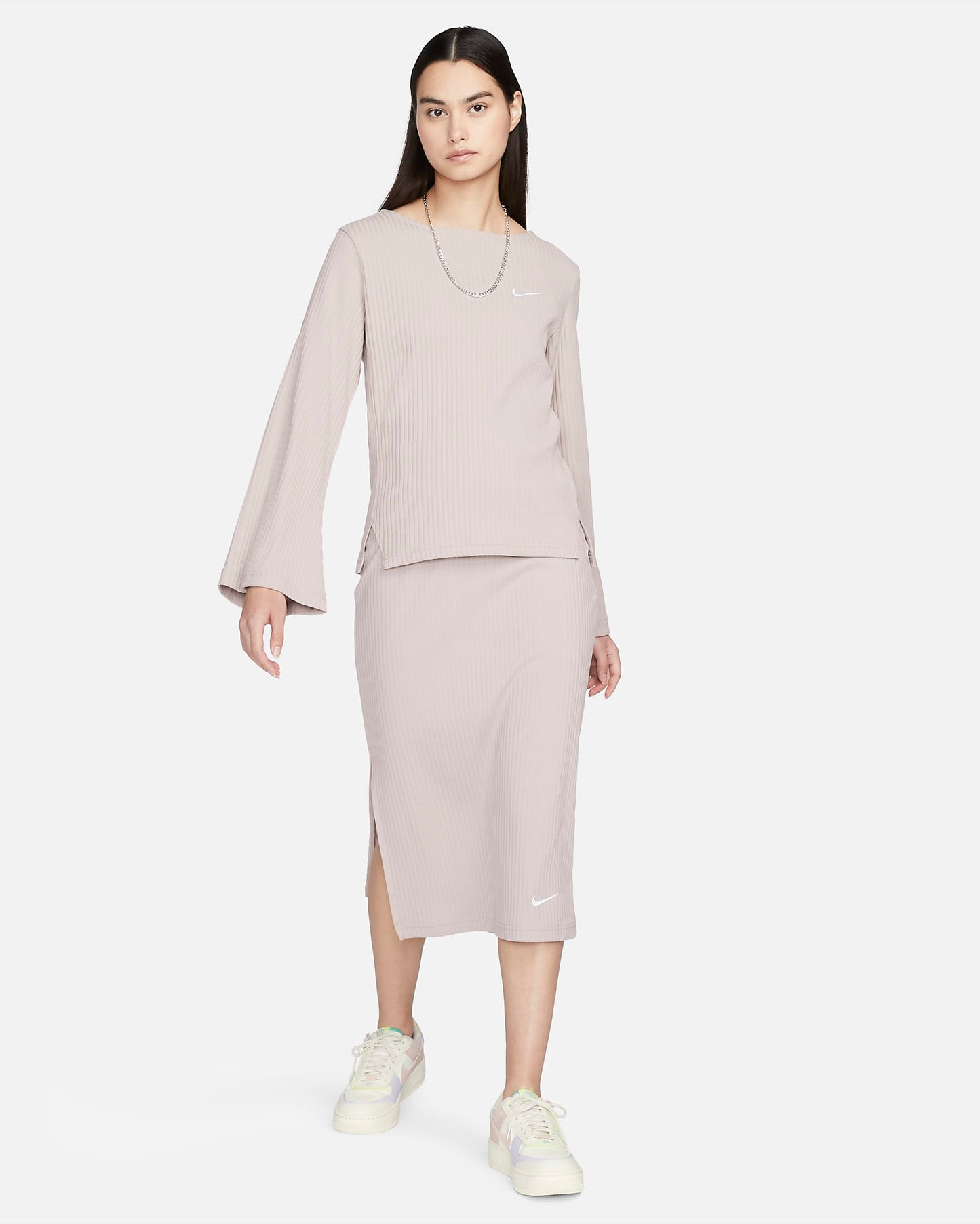 Nike Sportswear Women's High-Waisted Ribbed Jersey Skirt | Diffused Taupe