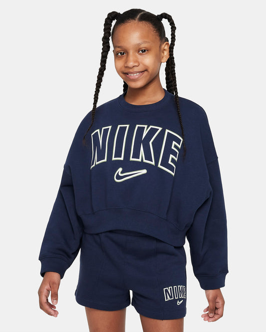 Nike Sportswear Older Girls' Fleece Crew-Neck Sweatshirt | Obsidian