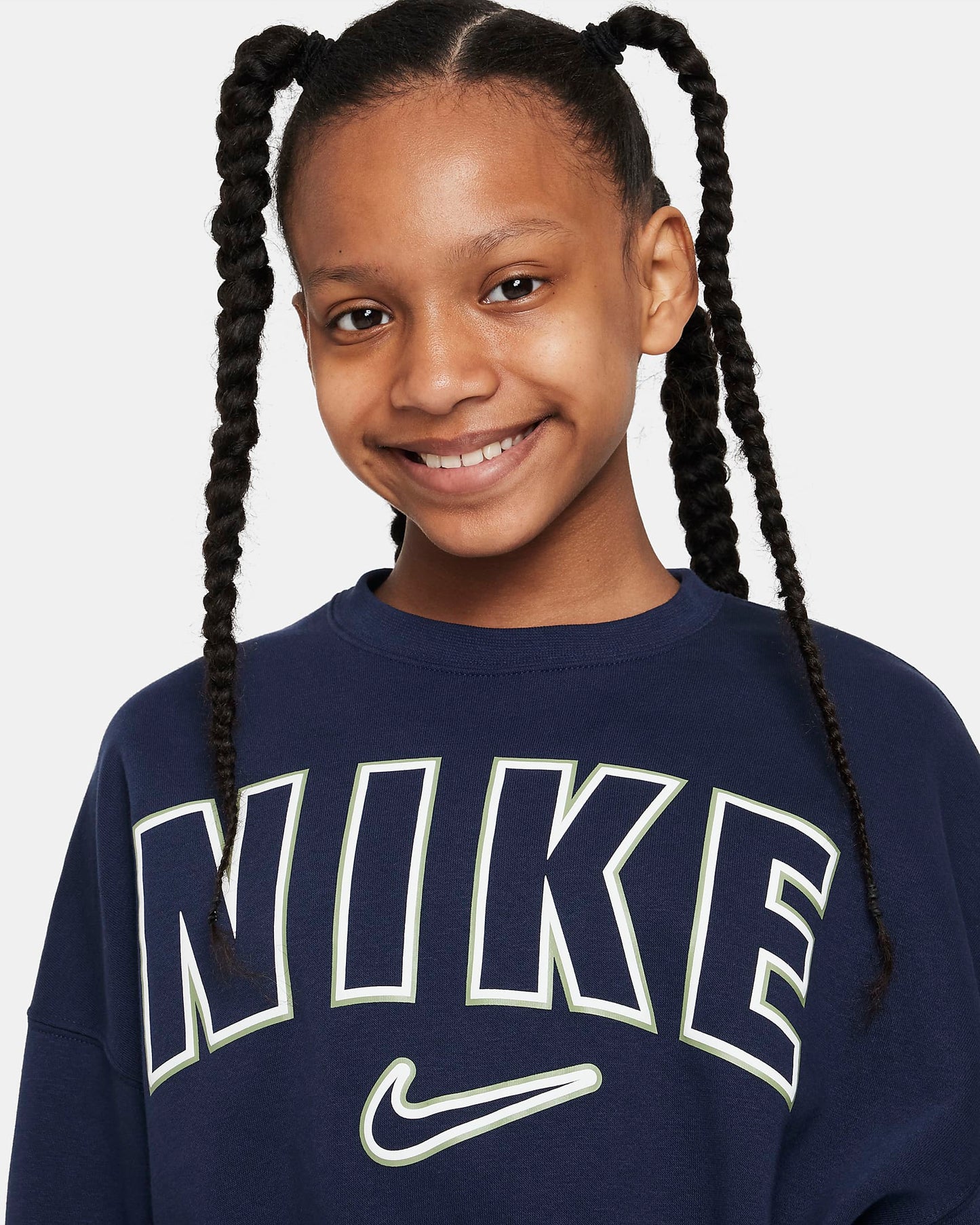 Nike Sportswear Older Girls' Fleece Crew-Neck Sweatshirt | Obsidian