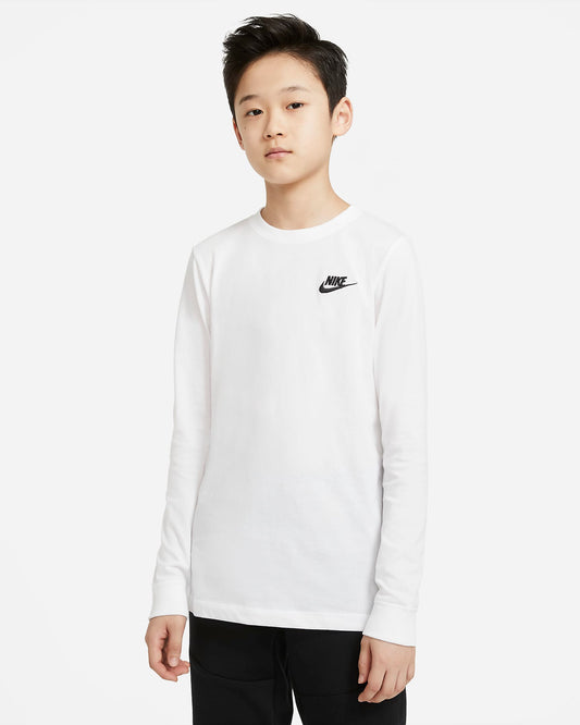 Nike Sportswear Older Kids' (Boys') Long-Sleeve T-Shirt | White