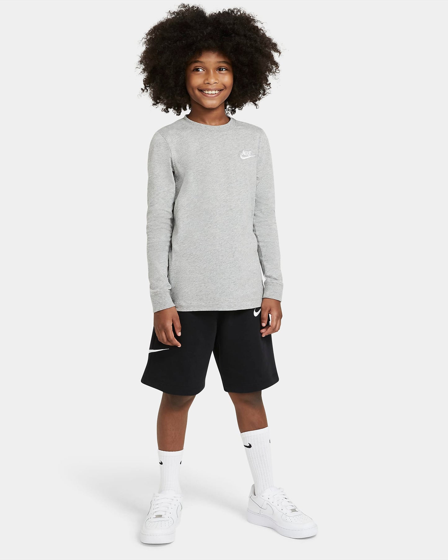 Nike Sportswear Older Kids' (Boys') Long-Sleeve T-Shirt | Dark Grey Heather