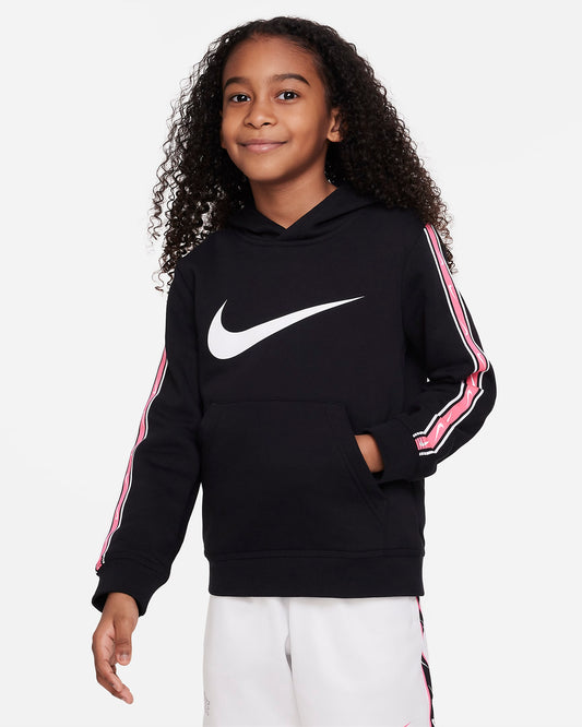 Nike Sportswear Repeat Older Boys' Fleece Pullover Hoodie | Black