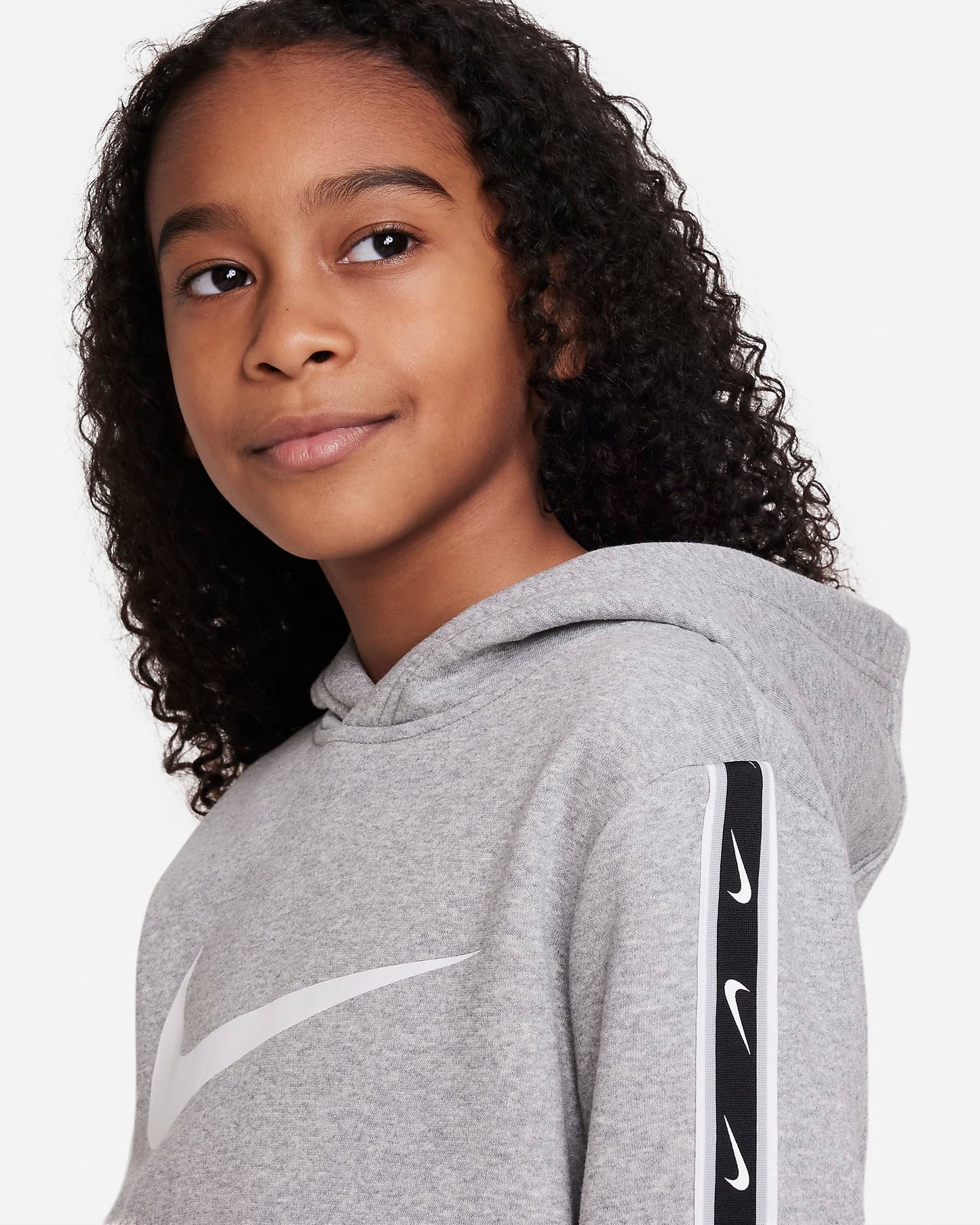 Nike Sportswear Repeat Older Boys' Fleece Pullover Hoodie | Dark Grey Heather