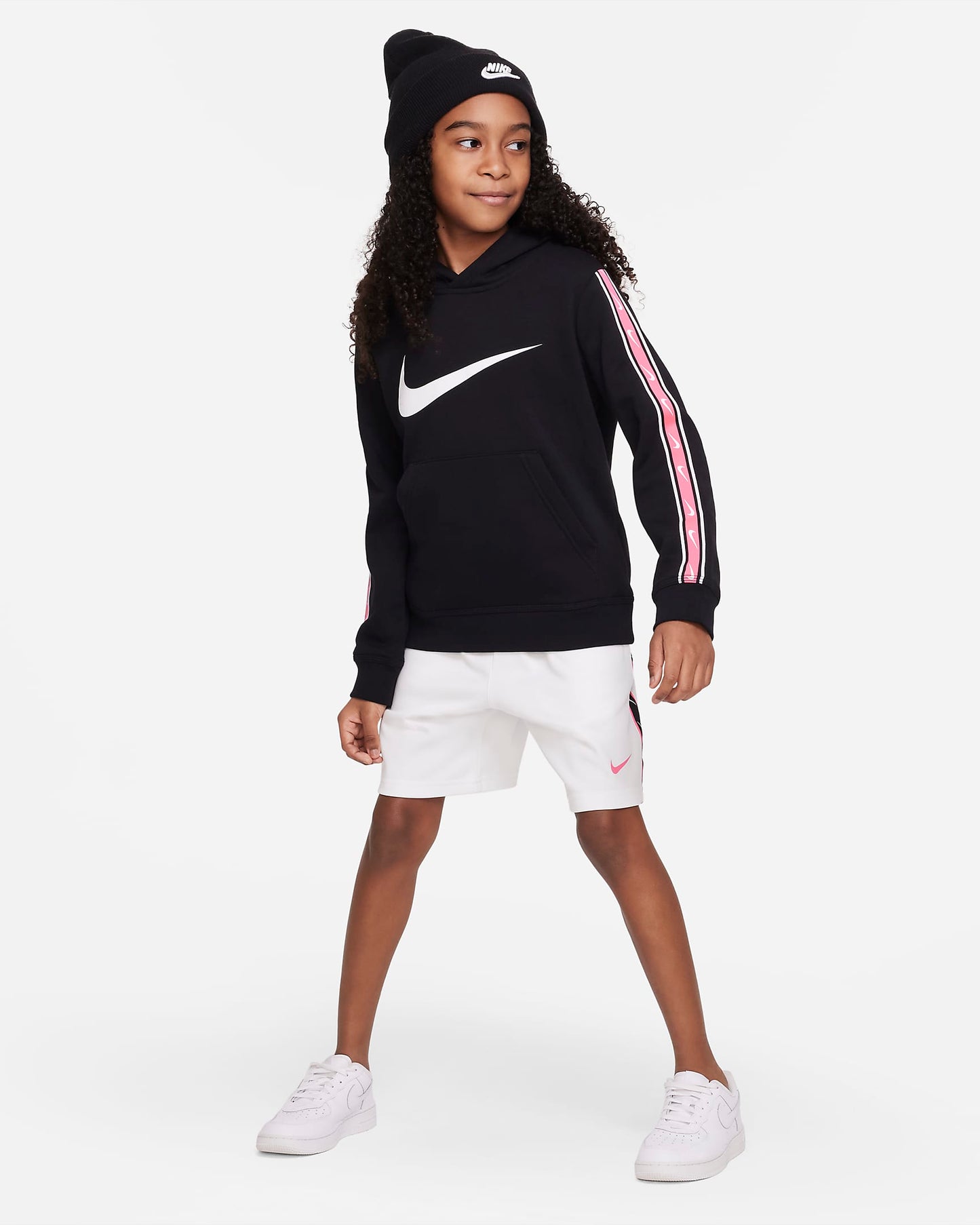 Nike Sportswear Repeat Older Boys' Fleece Pullover Hoodie | Black