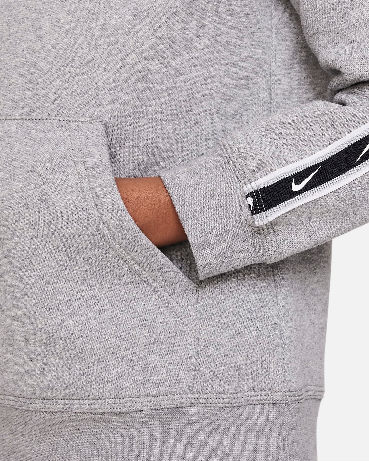 Nike Sportswear Repeat Older Boys' Fleece Pullover Hoodie | Dark Grey Heather