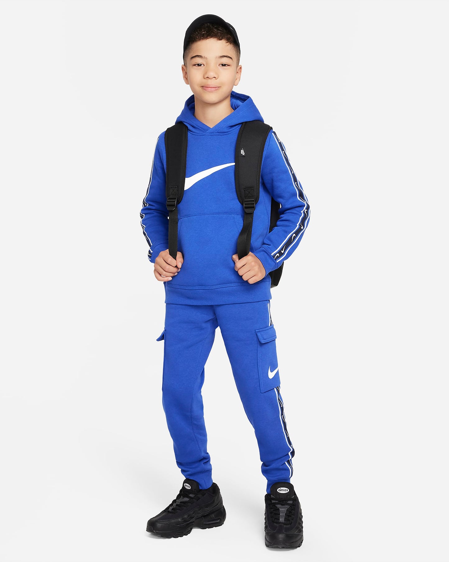 Nike Sportswear Repeat Older Boys' Fleece Pullover Hoodie | Game Royal