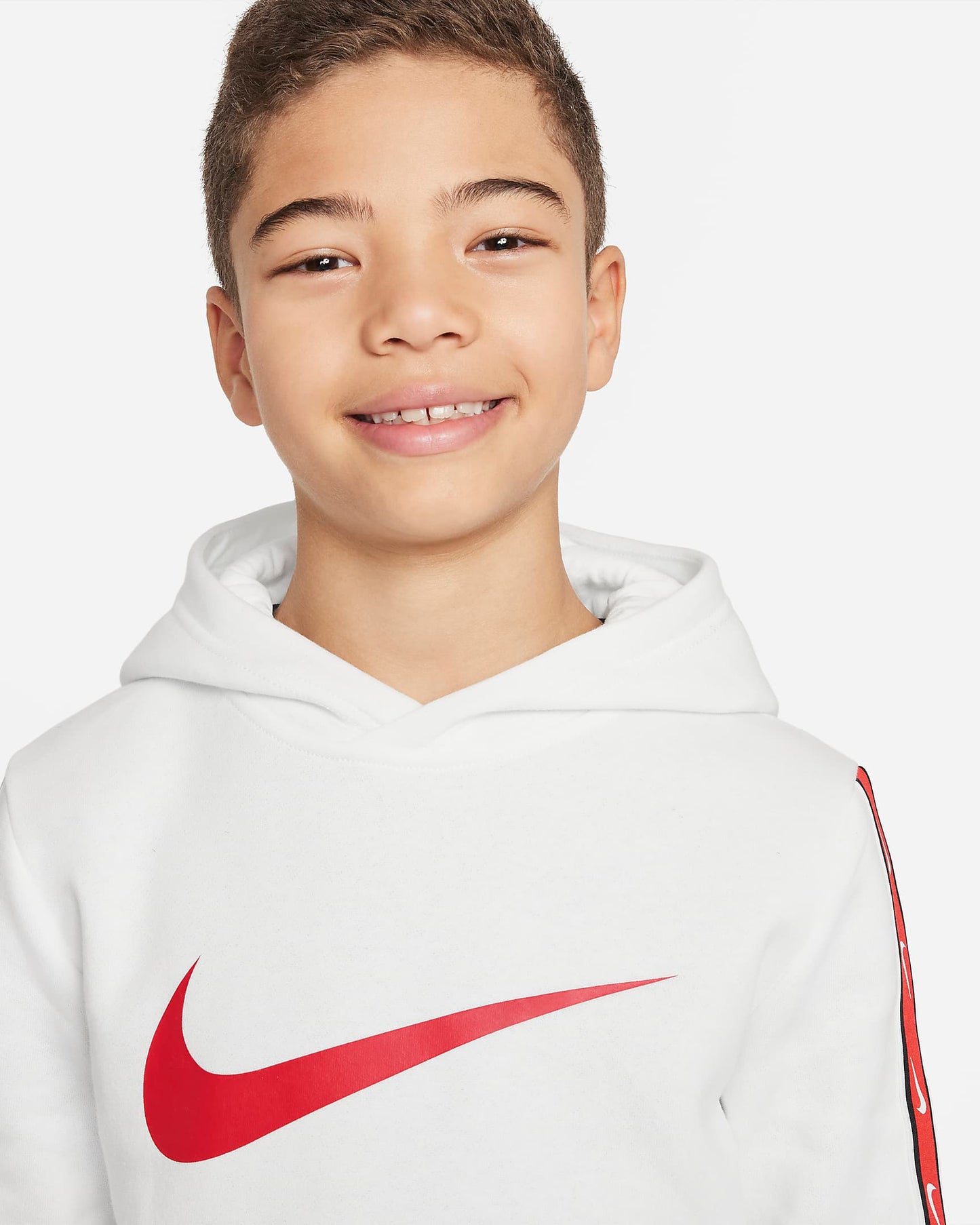 Nike Sportswear Repeat Older Boys' Fleece Pullover Hoodie | Light Crimson