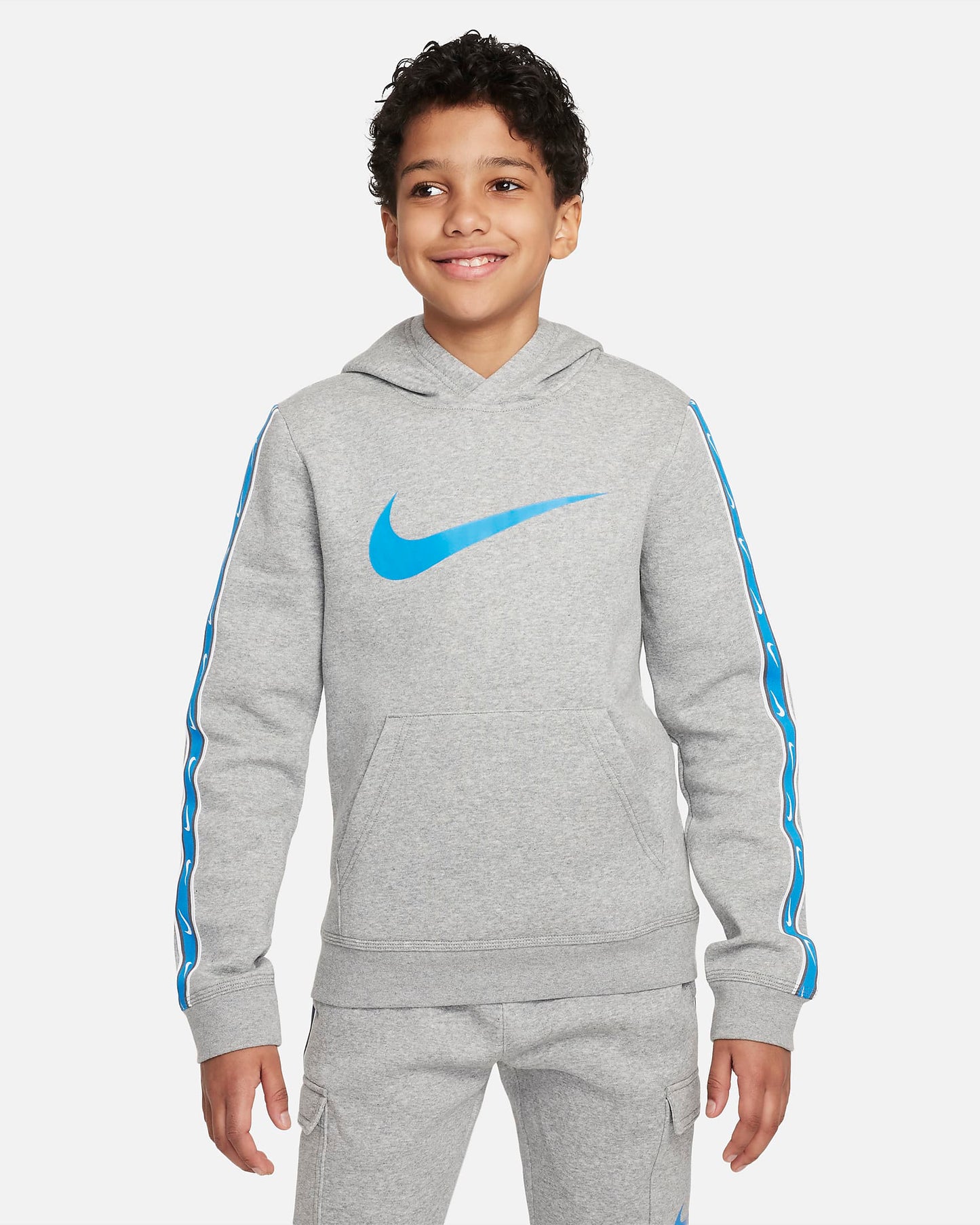 Nike Sportswear Repeat Older Boys' Fleece Pullover Hoodie | Photo Blue