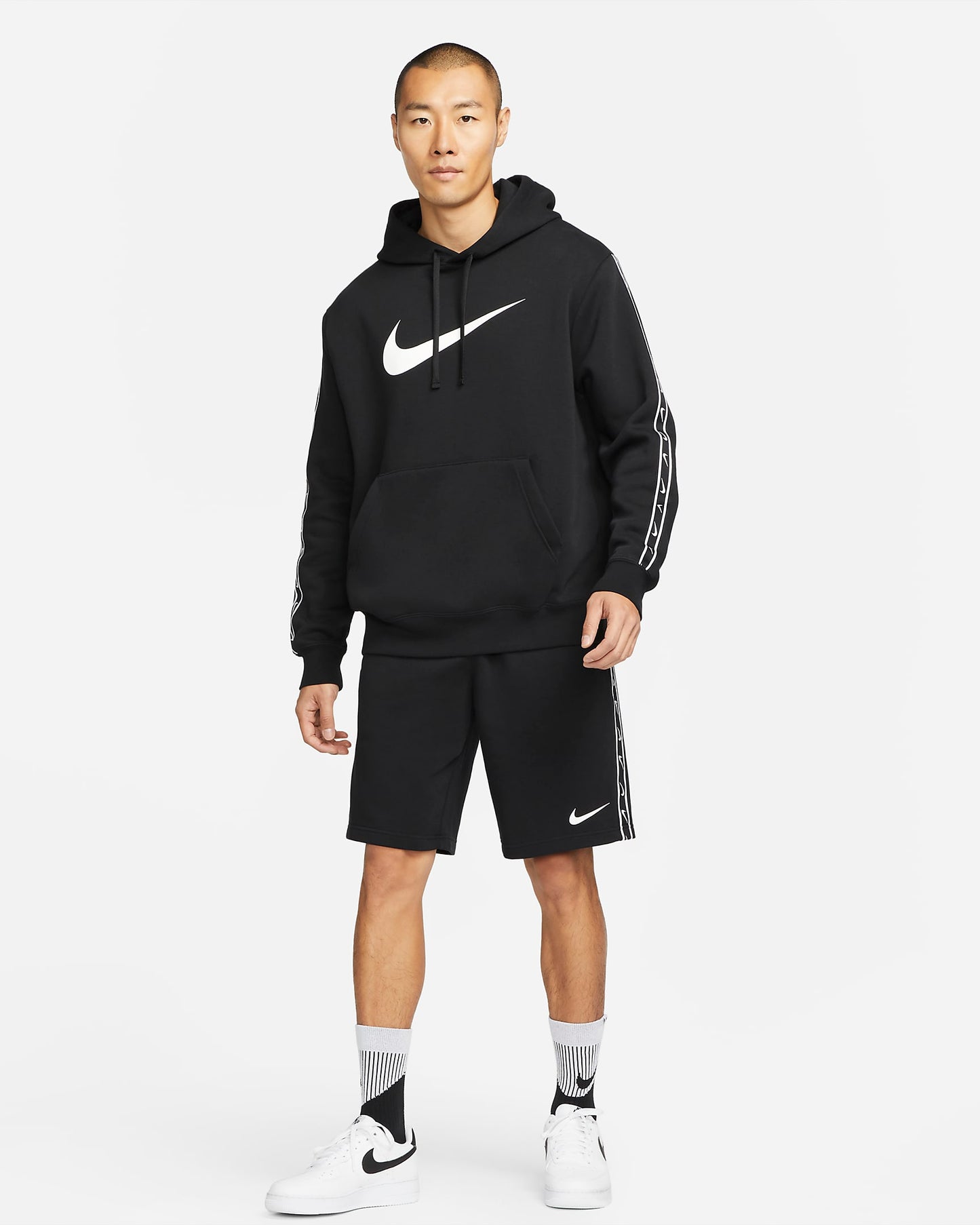 Nike Sportswear Repeat Pullover Fleece Hoodie | Black&White