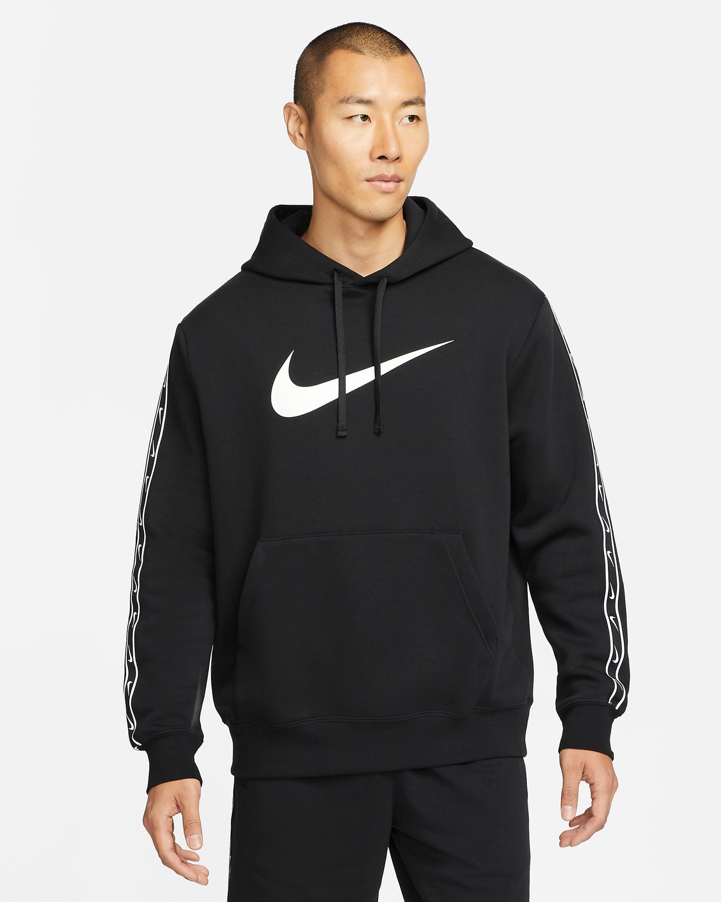 Nike Sportswear Repeat Pullover Fleece Hoodie | Black&White