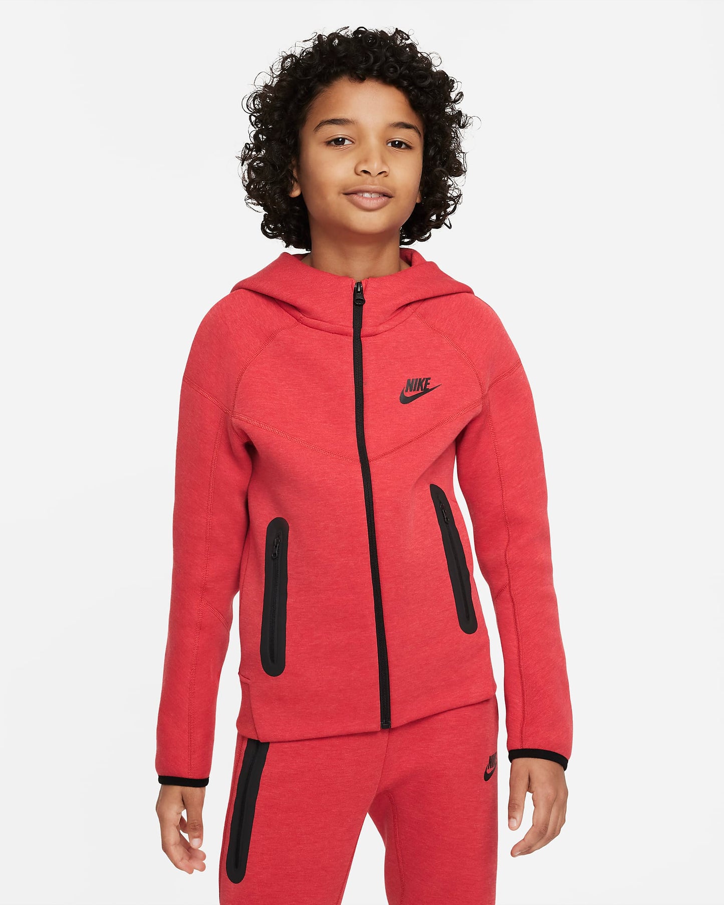 Nike Sportswear Tech Fleece Older Boys' Hoodie | Light University Red