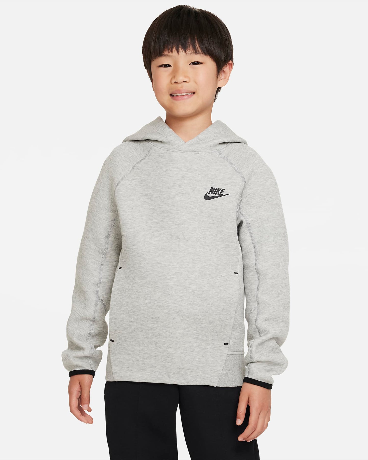 Nike Sportswear Tech Fleece Older Boys' Pullover Hoodie | Dark Grey Heather