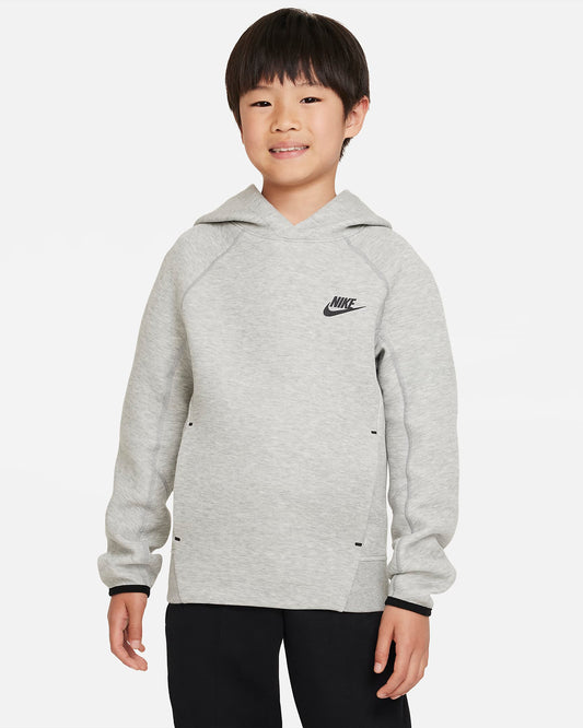 Nike Sportswear Tech Fleece Older Boys' Pullover Hoodie | Dark Grey Heather