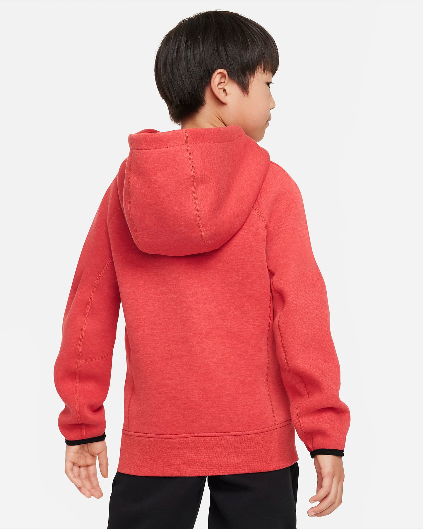 Nike Sportswear Tech Fleece Older Boys' Pullover Hoodie | Light University Red Heather