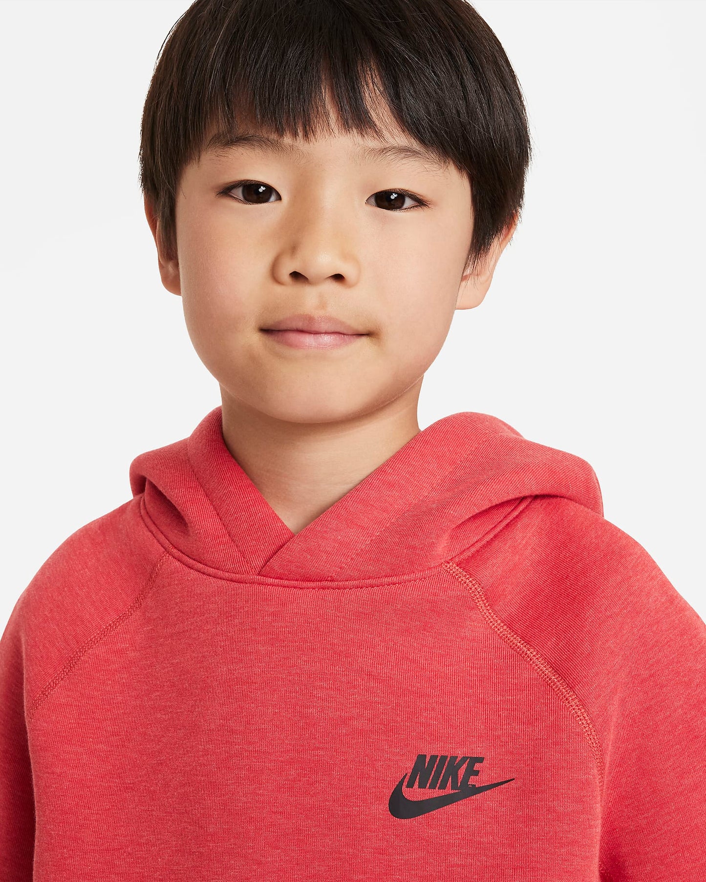 Nike Sportswear Tech Fleece Older Boys' Pullover Hoodie | Light University Red Heather