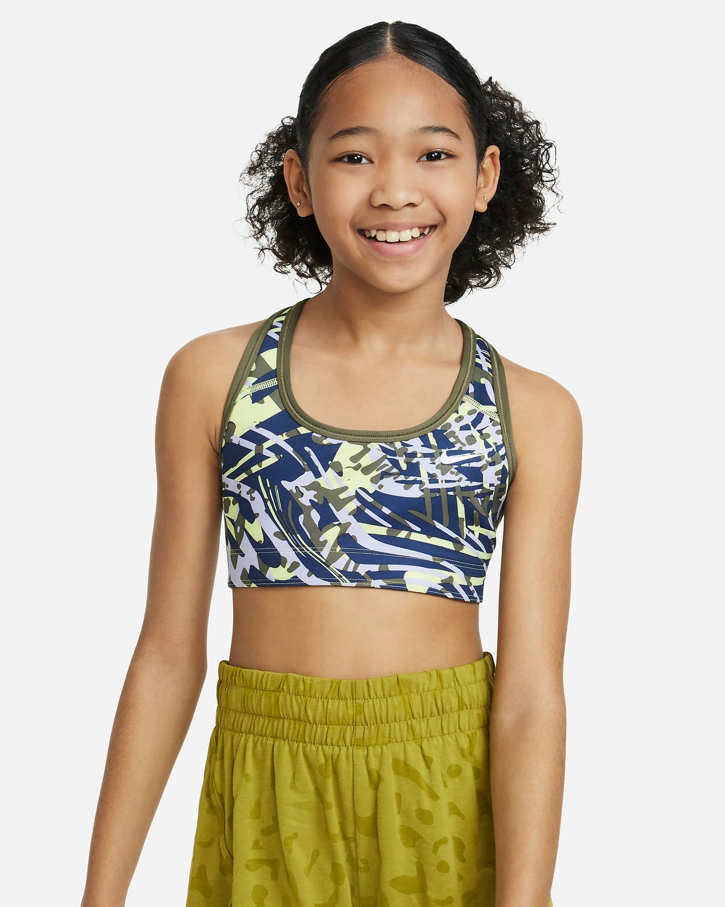 Nike Swoosh Older Girls' Reversible Sports Bra | Light Lemon Twist