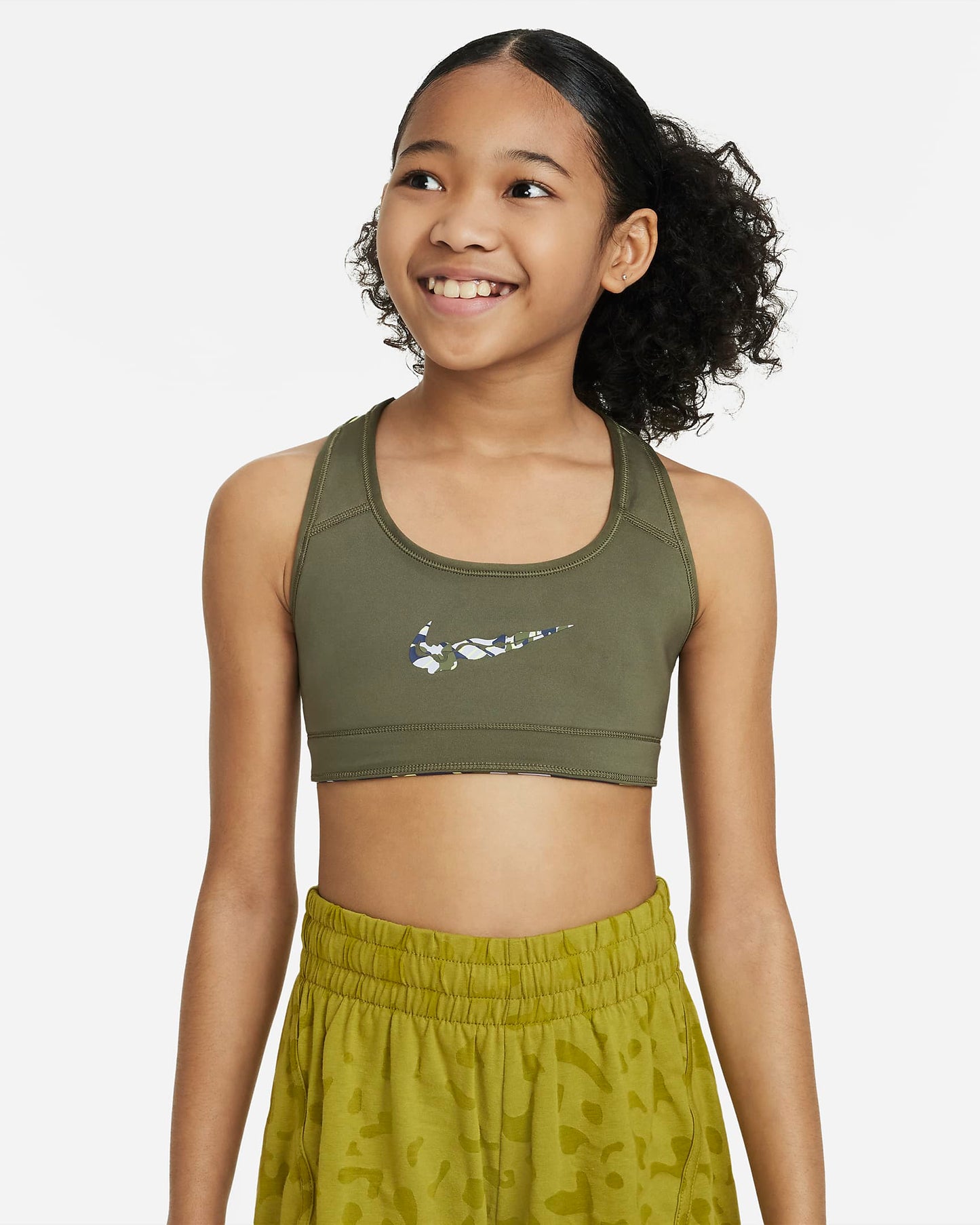 Nike Swoosh Older Girls' Reversible Sports Bra | Light Lemon Twist