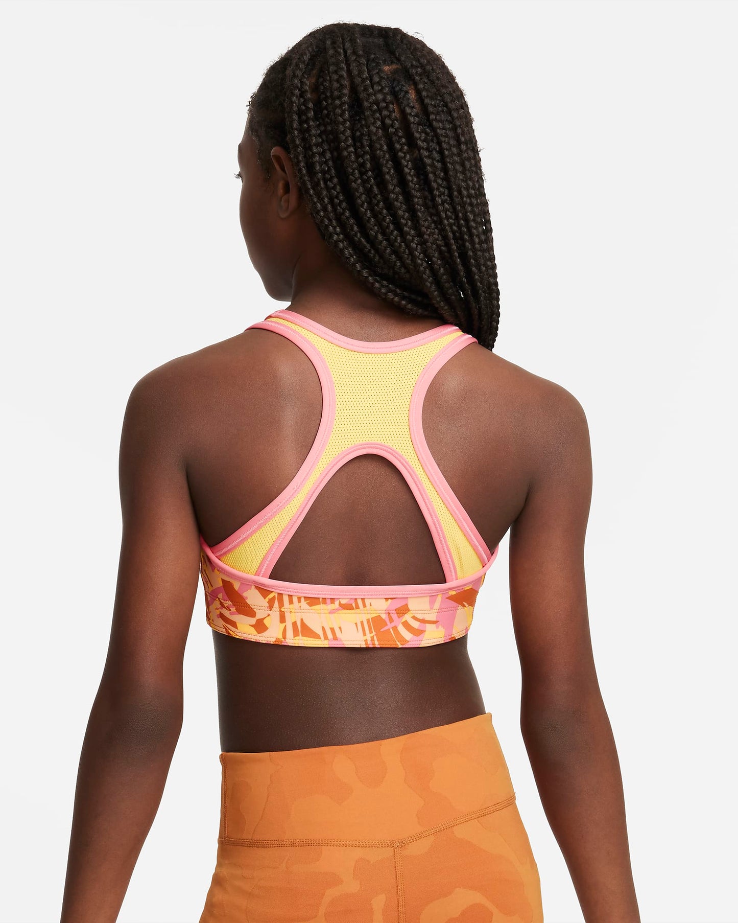 Nike Swoosh Older Girls' Reversible Sports Bra | Coral Chalk