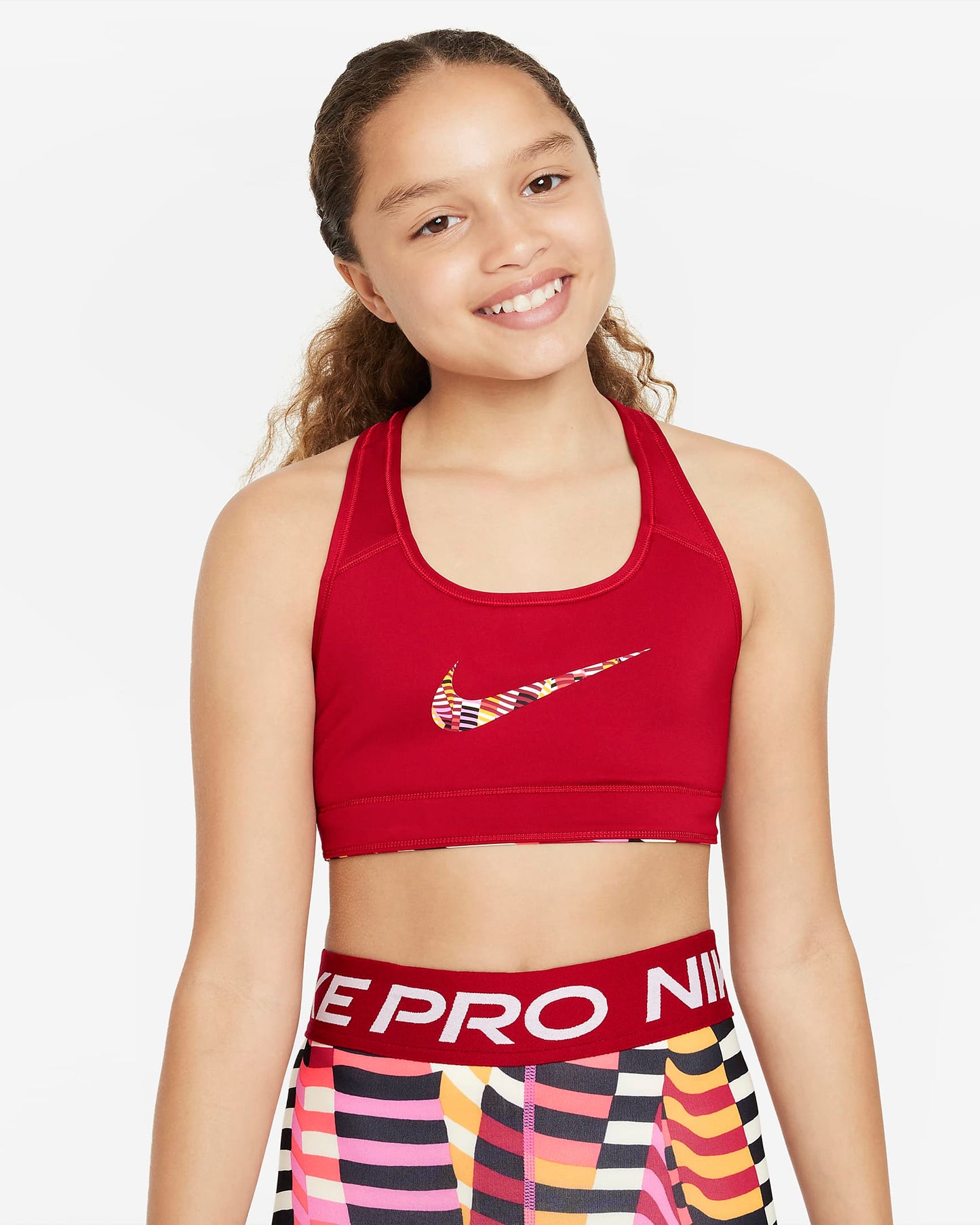 Nike Swoosh Older Girls' Reversible Sports Bra | Playful Pink