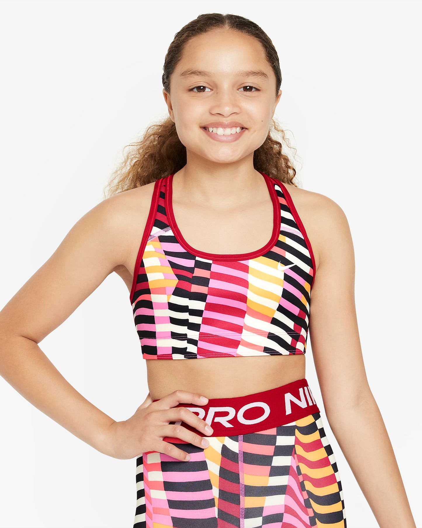 Nike Swoosh Older Girls' Reversible Sports Bra | Playful Pink