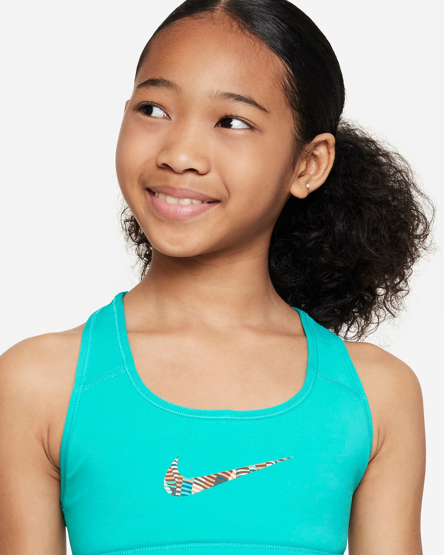 Nike Swoosh Older Girls' Reversible Sports Bra | Jade Ice