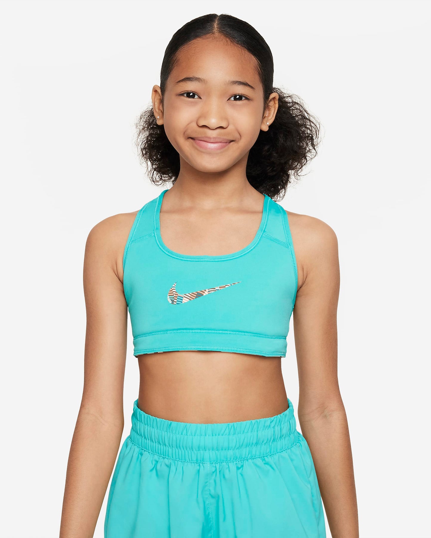 Nike Swoosh Older Girls' Reversible Sports Bra | Jade Ice