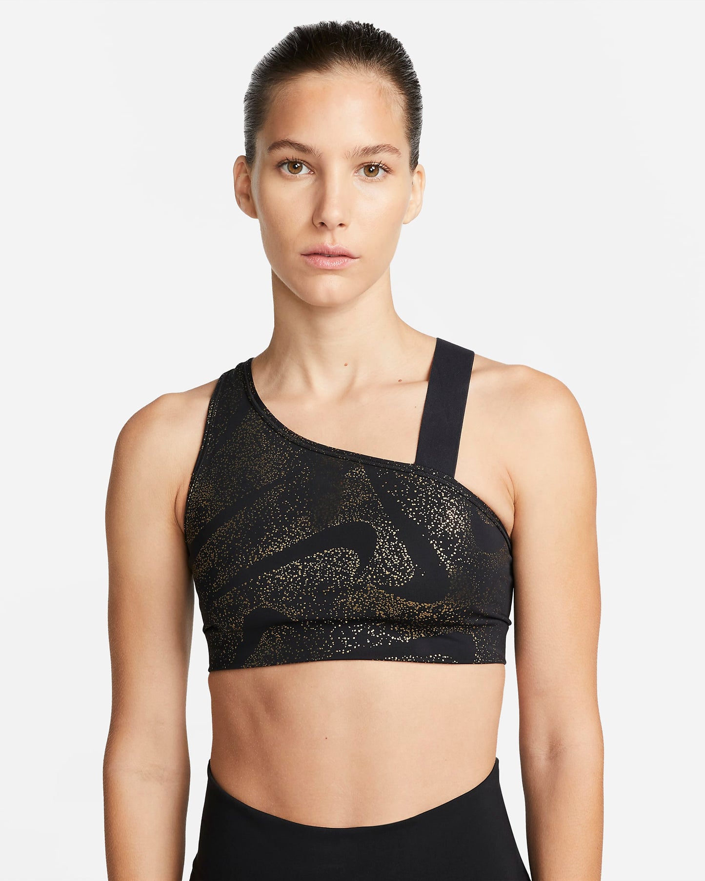 Nike Swoosh Asymmetrical Sports Bra | Black