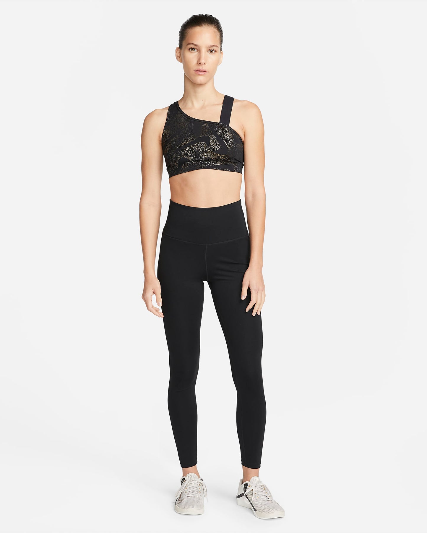 Nike Swoosh Asymmetrical Sports Bra | Black