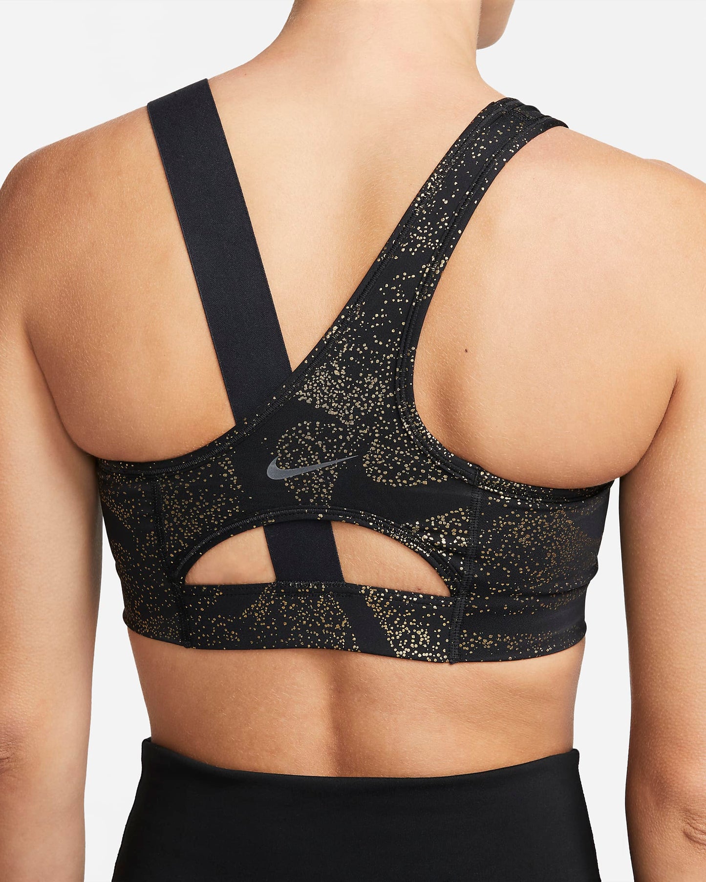 Nike Swoosh Asymmetrical Sports Bra | Black