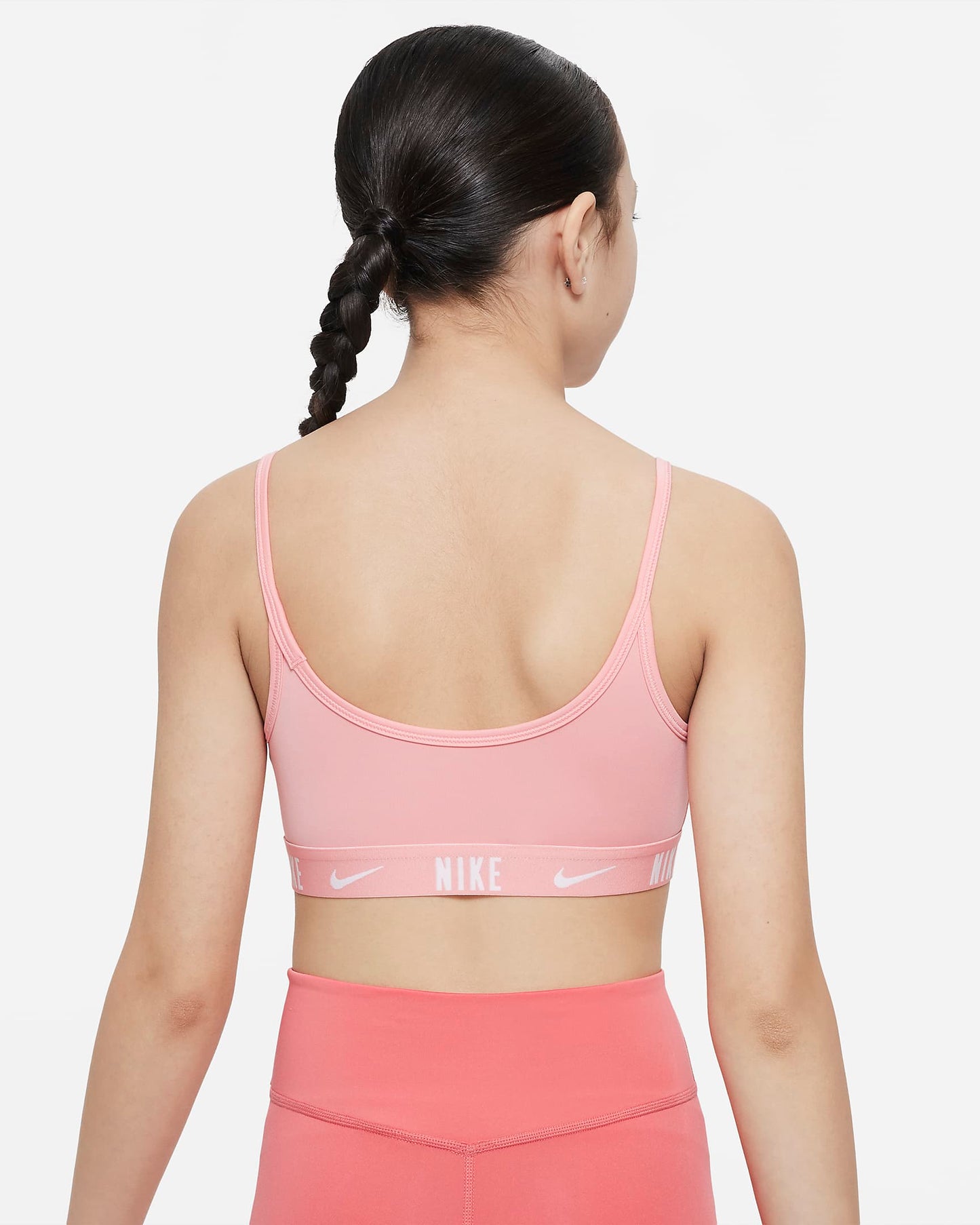 Nike Trophy Older Girls' Sports Bra | Coral Chalk