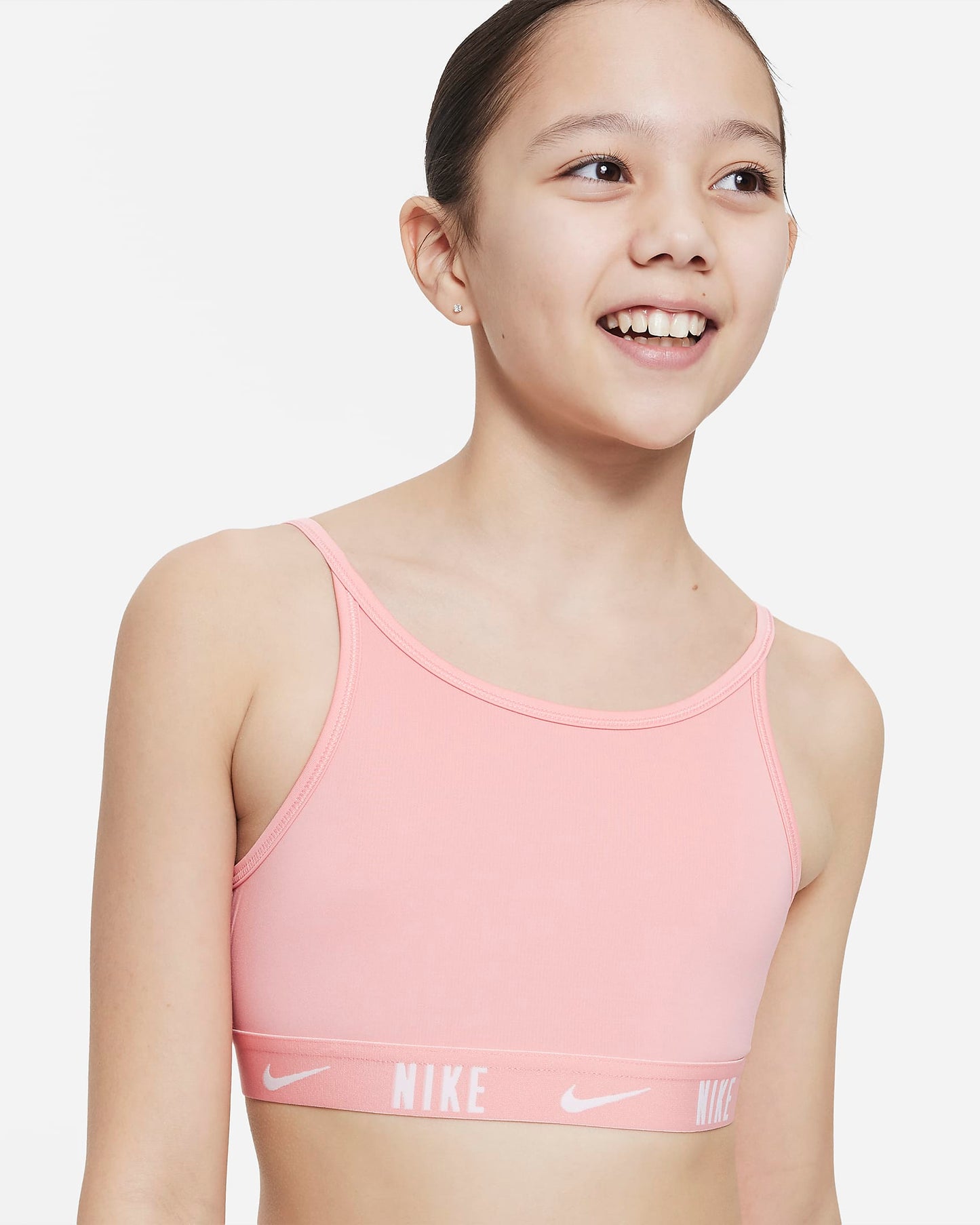 Nike Trophy Older Girls' Sports Bra | Coral Chalk